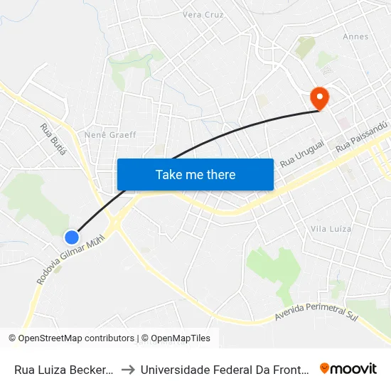 Rua Luiza Becker, 480 to Universidade Federal Da Fronteira Sul map