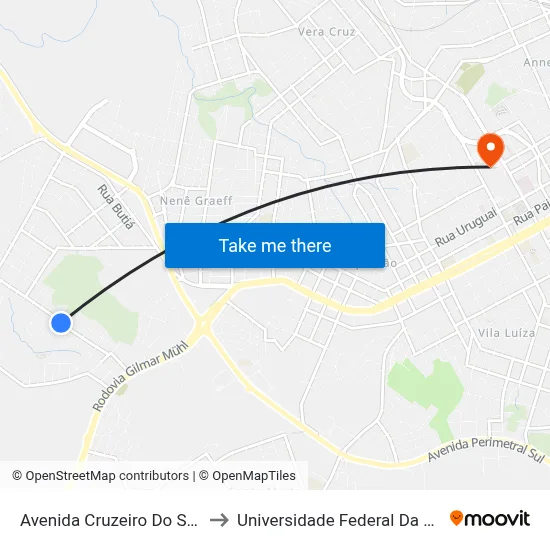 Avenida Cruzeiro Do Sul, 330-424 to Universidade Federal Da Fronteira Sul map