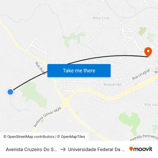 Avenida Cruzeiro Do Sul, 169-251 to Universidade Federal Da Fronteira Sul map