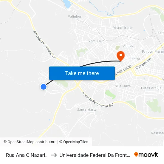 Rua Ana C Nazari, 234 to Universidade Federal Da Fronteira Sul map