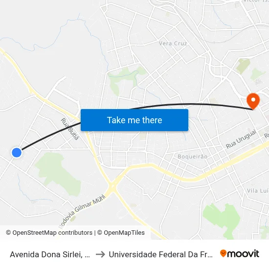 Avenida Dona Sirlei, 180-348 to Universidade Federal Da Fronteira Sul map