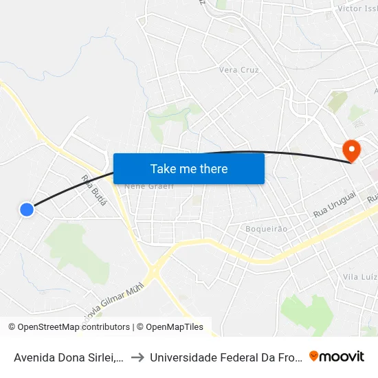 Avenida Dona Sirlei, 52-100 to Universidade Federal Da Fronteira Sul map