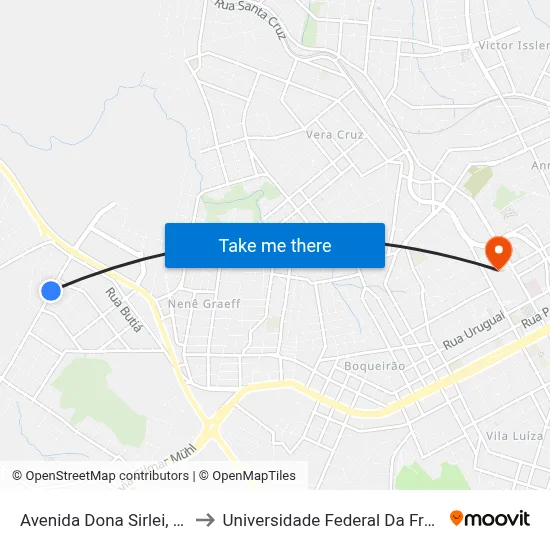 Avenida Dona Sirlei, 196-270 to Universidade Federal Da Fronteira Sul map
