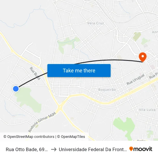 Rua Otto Bade, 698-714 to Universidade Federal Da Fronteira Sul map