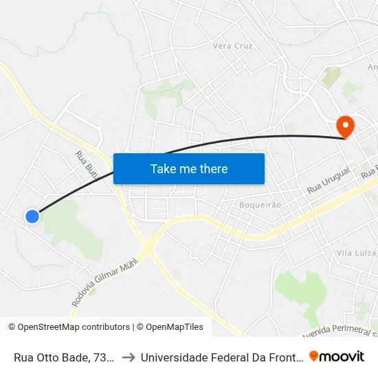 Rua Otto Bade, 732-748 to Universidade Federal Da Fronteira Sul map
