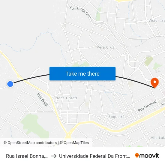 Rua Israel Bonna, 310 to Universidade Federal Da Fronteira Sul map