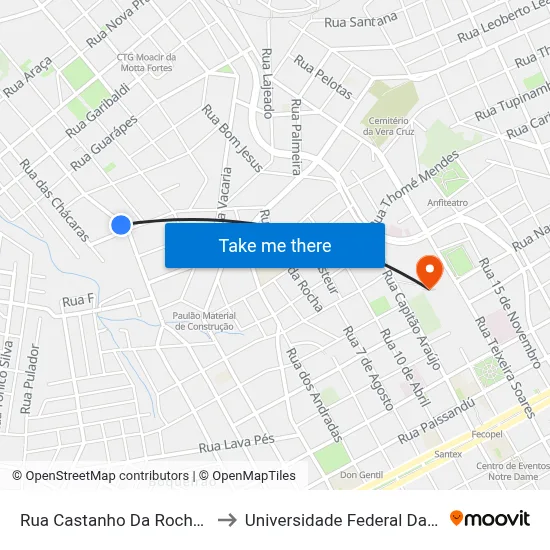 Rua Castanho Da Rocha, 1966-2228 to Universidade Federal Da Fronteira Sul map