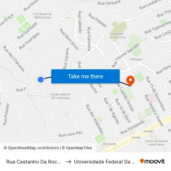 Rua Castanho Da Rocha, 229-281 to Universidade Federal Da Fronteira Sul map