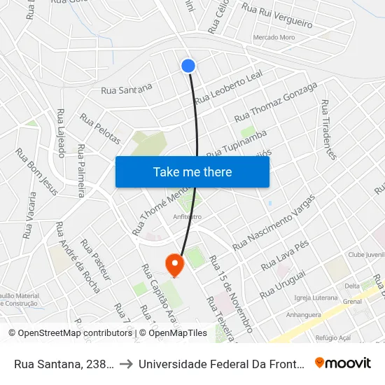 Rua Santana, 238-322 to Universidade Federal Da Fronteira Sul map