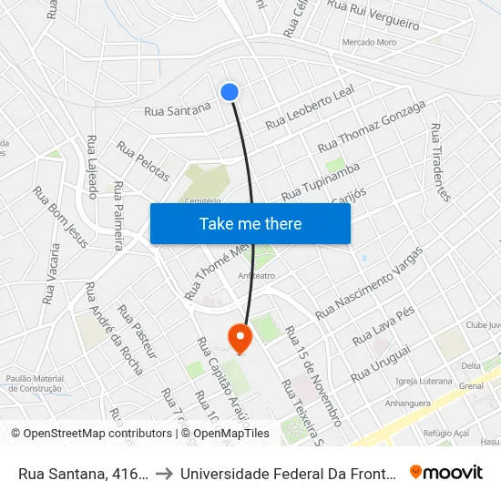 Rua Santana, 416-500 to Universidade Federal Da Fronteira Sul map