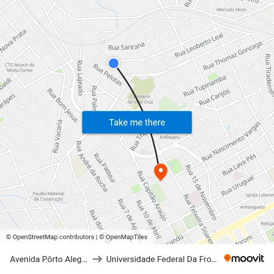 Avenida Pôrto Alegre, 161 to Universidade Federal Da Fronteira Sul map