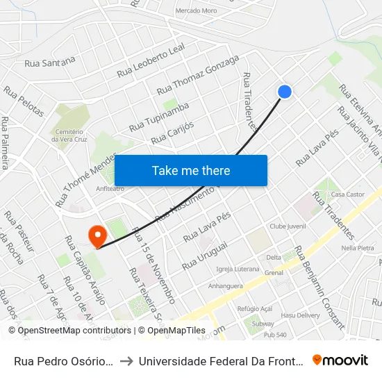 Rua Pedro Osório, 254 to Universidade Federal Da Fronteira Sul map