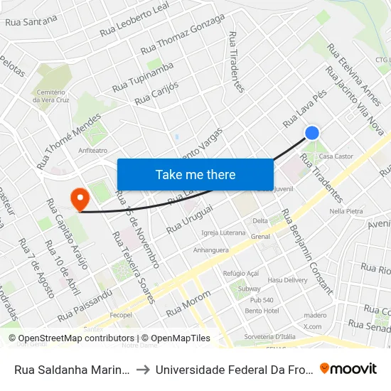Rua Saldanha Marinho, 273 to Universidade Federal Da Fronteira Sul map