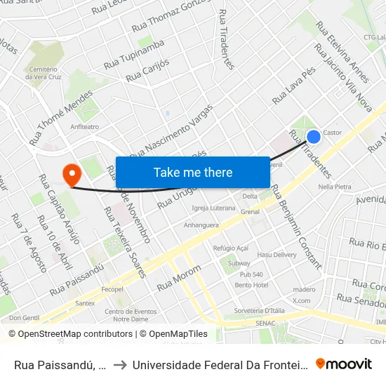 Rua Paissandú, 358 to Universidade Federal Da Fronteira Sul map