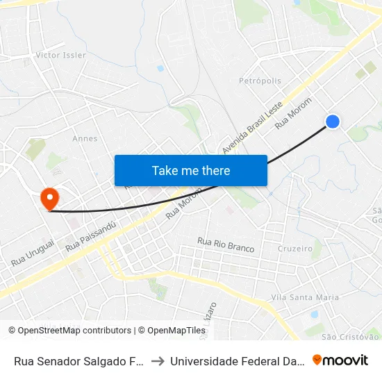 Rua Senador Salgado Filho, 152-274 to Universidade Federal Da Fronteira Sul map