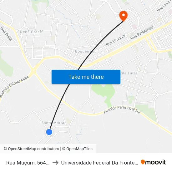 Rua Muçum, 564-624 to Universidade Federal Da Fronteira Sul map