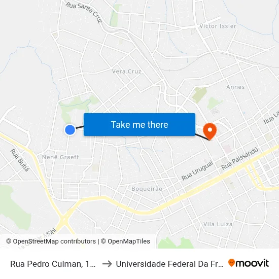 Rua Pedro Culman, 1129-1229 to Universidade Federal Da Fronteira Sul map