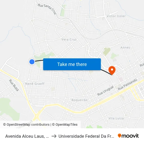 Avenida Alceu Laus, 855-951 to Universidade Federal Da Fronteira Sul map