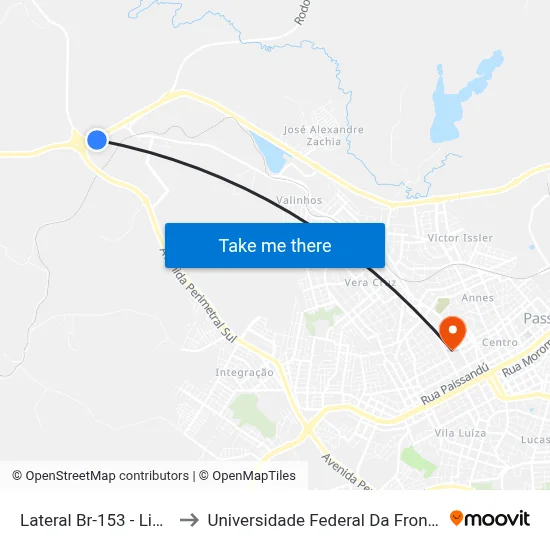 Lateral Br-153 - Liquigás to Universidade Federal Da Fronteira Sul map