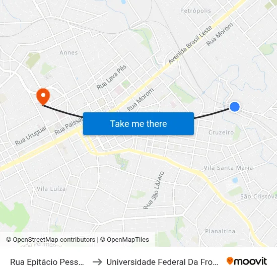 Rua Epitácio Pessoa, 123 to Universidade Federal Da Fronteira Sul map