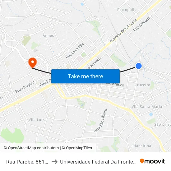 Rua Parobé, 861-947 to Universidade Federal Da Fronteira Sul map
