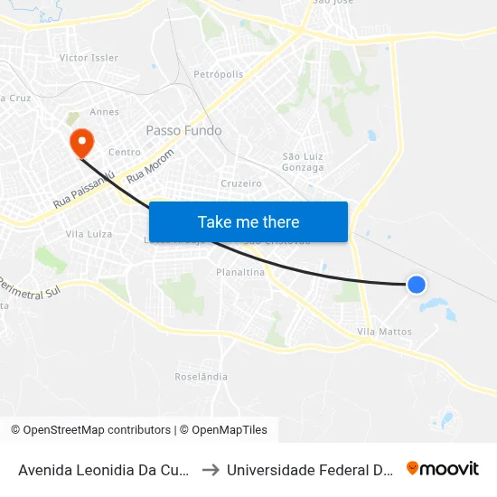 Avenida Leonidia Da Cunha Fiori, 1206 to Universidade Federal Da Fronteira Sul map