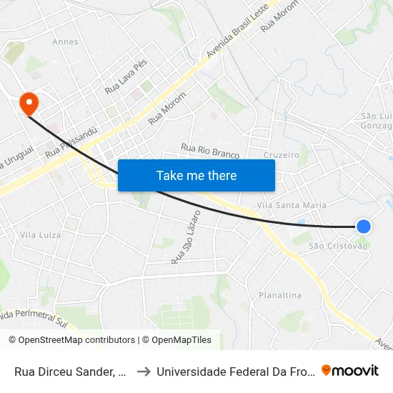 Rua Dirceu Sander, 368-634 to Universidade Federal Da Fronteira Sul map