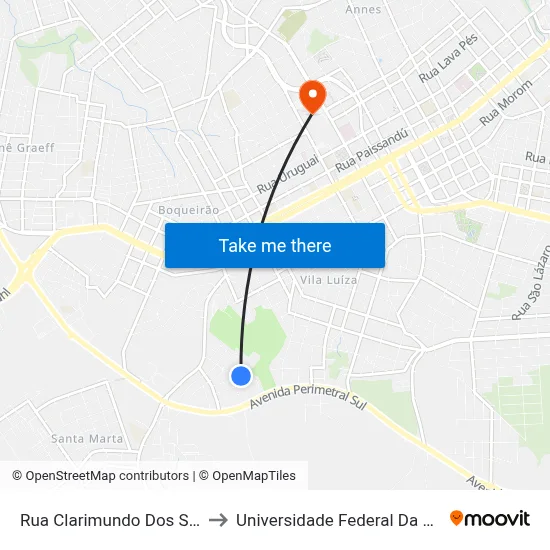 Rua Clarimundo Dos Santos, 218 to Universidade Federal Da Fronteira Sul map