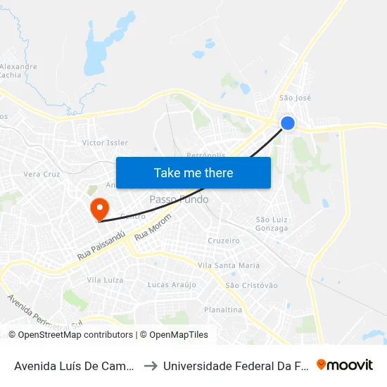 Avenida Luís De Camões, 24-42 to Universidade Federal Da Fronteira Sul map