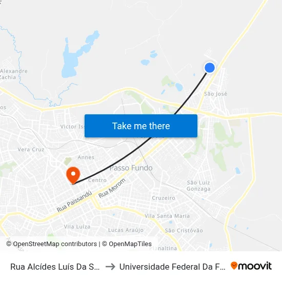 Rua Alcídes Luís Da Silva, 2-376 to Universidade Federal Da Fronteira Sul map