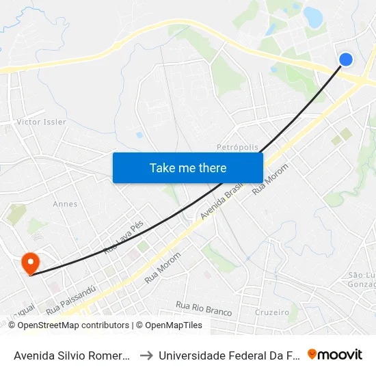 Avenida Silvio Romero, 211-275 to Universidade Federal Da Fronteira Sul map