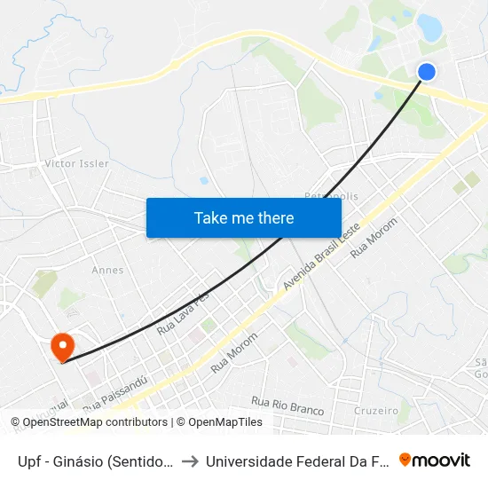 Upf - Ginásio (Sentido Campus) to Universidade Federal Da Fronteira Sul map