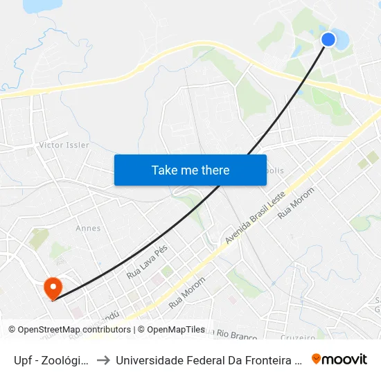 Upf - Zoológico to Universidade Federal Da Fronteira Sul map
