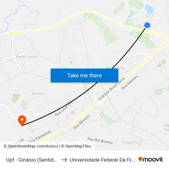 Upf - Ginásio (Sentido Centro) to Universidade Federal Da Fronteira Sul map