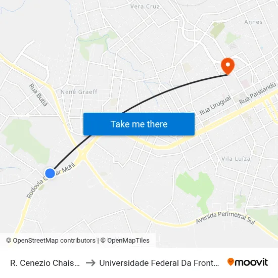 R. Cenezio Chaise, 57 to Universidade Federal Da Fronteira Sul map