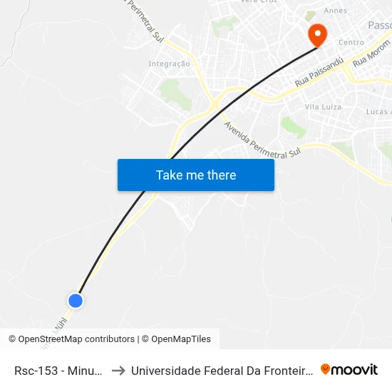 Rsc-153 - Minuano to Universidade Federal Da Fronteira Sul map