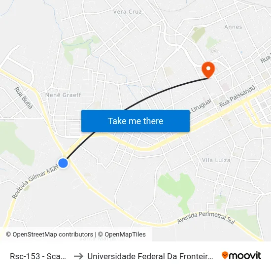 Rsc-153 - Scapini to Universidade Federal Da Fronteira Sul map