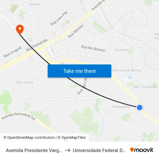 Avenida Presidente Vargas, 2793-2851 to Universidade Federal Da Fronteira Sul map