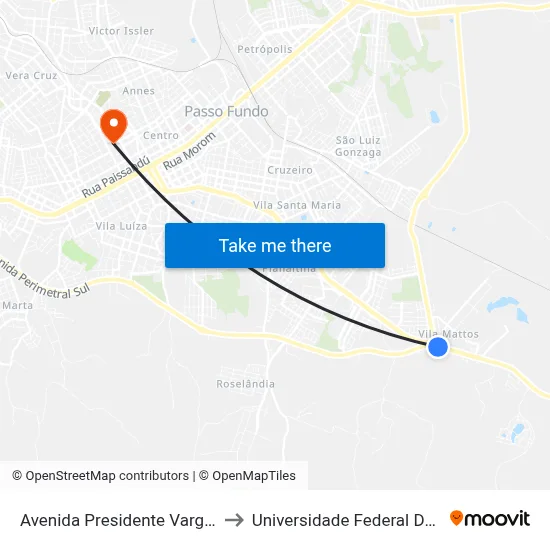 Avenida Presidente Vargas, 8521-8567 to Universidade Federal Da Fronteira Sul map
