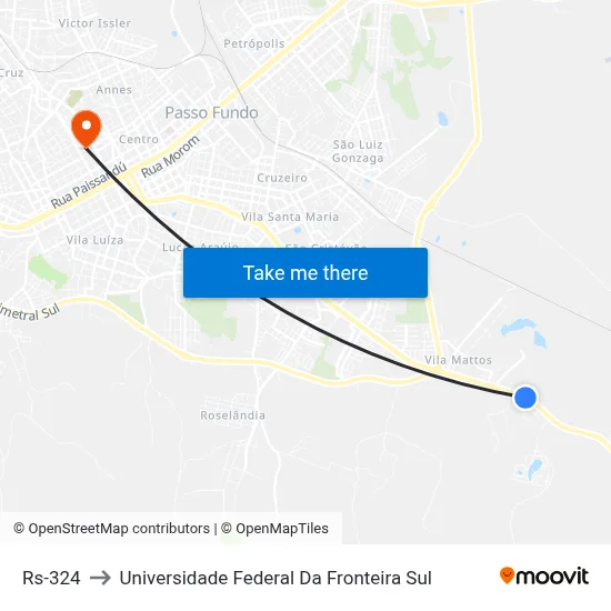 Rs-324 to Universidade Federal Da Fronteira Sul map