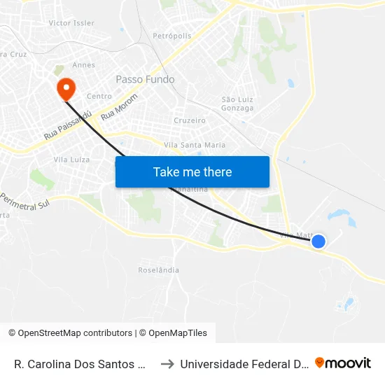 R. Carolina Dos Santos Moliterno, 75-177 to Universidade Federal Da Fronteira Sul map