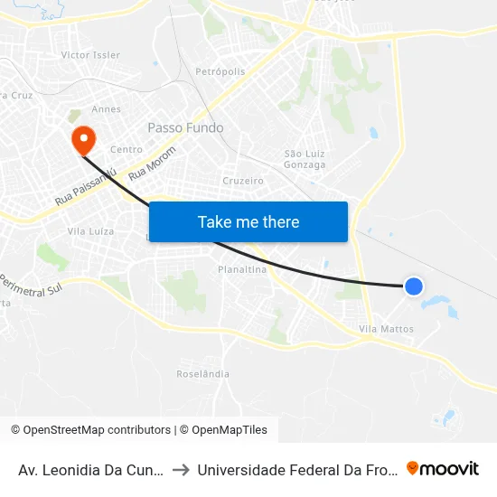 Av. Leonidia Da Cunha Fiori to Universidade Federal Da Fronteira Sul map