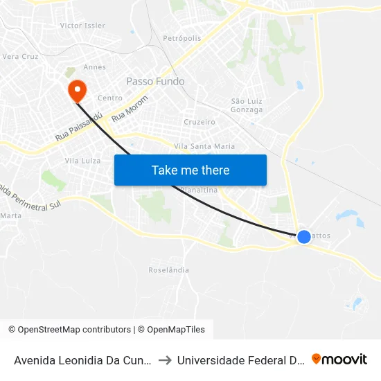 Avenida Leonidia Da Cunha Fiori, 80-200 to Universidade Federal Da Fronteira Sul map