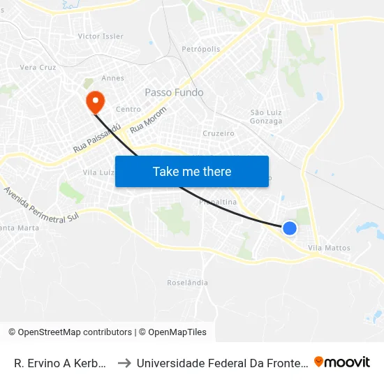 R. Ervino A Kerber, 59 to Universidade Federal Da Fronteira Sul map