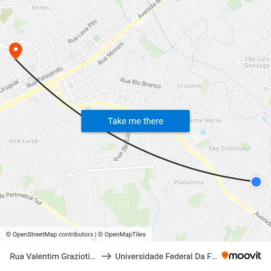 Rua Valentim Graziotin, 360-502 to Universidade Federal Da Fronteira Sul map
