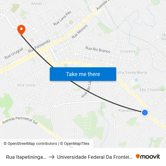 Rua Itapetininga, 80 to Universidade Federal Da Fronteira Sul map