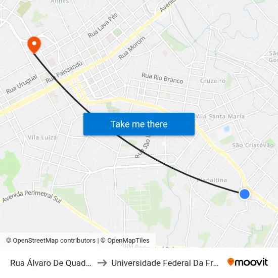 Rua Álvaro De Quadros, 359 to Universidade Federal Da Fronteira Sul map