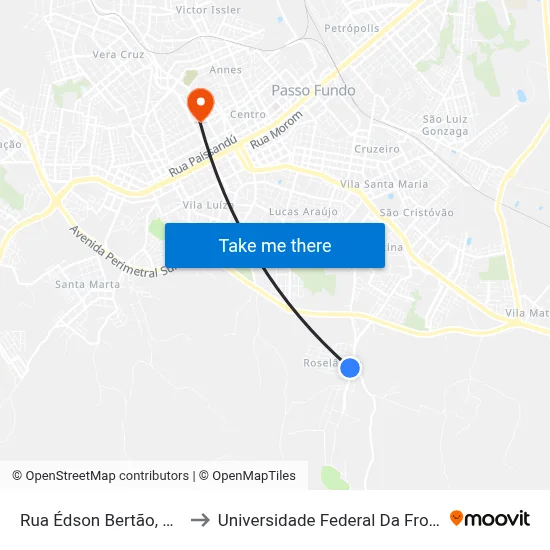 Rua Édson Bertão, 730-934 to Universidade Federal Da Fronteira Sul map