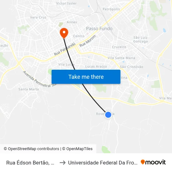 Rua Édson Bertão, 730-934 to Universidade Federal Da Fronteira Sul map