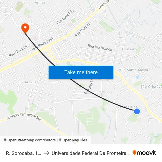 R. Sorocaba, 192 to Universidade Federal Da Fronteira Sul map